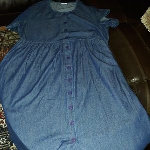 Comfortable Button Down Denim Dress w/ pockets
